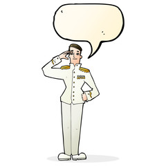 cartoon military man in dress uniform with speech bubble