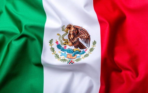 Flag of Mexico, national country symbol, wave flag.