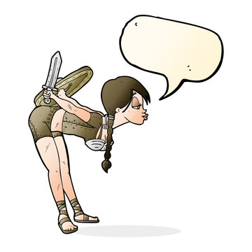 recommend clip art: cartoon viking girl bowing with speech bubble
