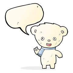 cartoon cute polar bear with speech bubble