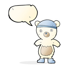 cartoon cute polar bear with speech bubble