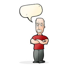 cartoon angry man with mustache with speech bubble