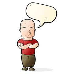 cartoon tough guy with speech bubble