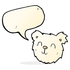 cartoon happy polar bear face with speech bubble
