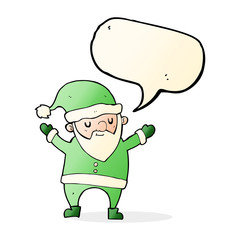 cartoon dancing santa with speech bubble