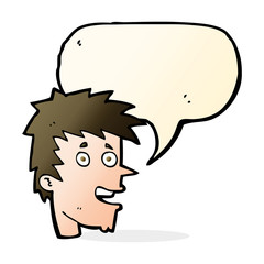 cartoon happy boy face with speech bubble