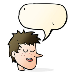 cartoon happy boy face with speech bubble