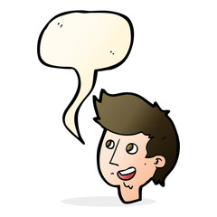 cartoon happy boy face with speech bubble