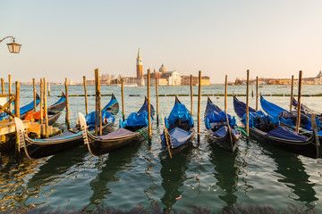 Fototapeta premium Church of San Giorgio Maggiore and Gondolas