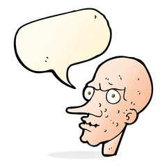cartoon evil old man with speech bubble