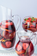 Pitchers and glass of popular wine -based beverage - Sangria.