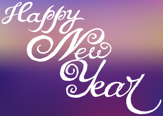 Happy New Year. Calligraphy lettering square greeting card