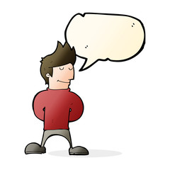 cartoon happy man with speech bubble