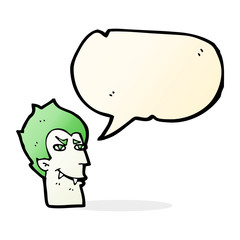 cartoon vampire face with speech bubble