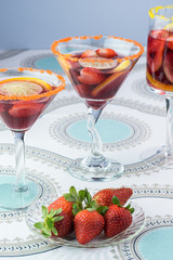 Different kind of glasses with sangria.