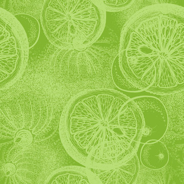 Hand drawn lime. Seamless wallpaper pattern