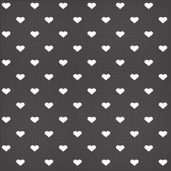 seamless hearts polka dot pattern with retro texture
