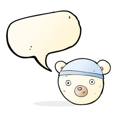 cartoon polar bear face with speech bubble