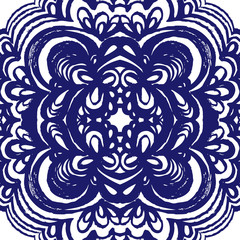 Moroccan tiles ornaments in blue and white colors.