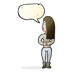 cartoon woman ignoring with speech bubble