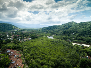 Fototapeta na wymiar Aerial View of Hills in Sao Sebastiao, Sao Paulo, Brazil