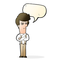 cartoon annoyed man with speech bubble