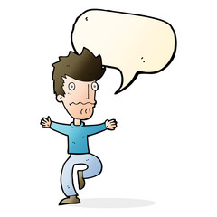 cartoon frightened man with speech bubble