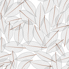 Transparent leaves pattern seamless background