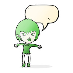 cartoon vampire girl with speech bubble