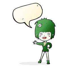 cartoon vampire girl with speech bubble