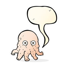 cartoon alien squid face with speech bubble