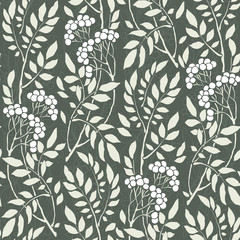 seamless Art Deco vintage pattern with sprigs and berries.