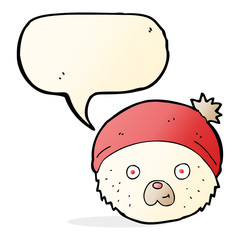 cartoon teddy bear face with speech bubble