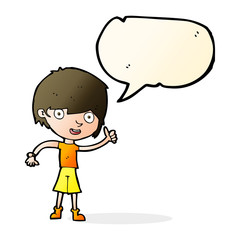 cartoon boy with positive attitude with speech bubble