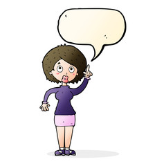 cartoon woman with idea with speech bubble