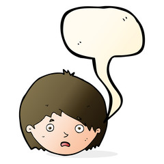 cartoon unhappy boy with speech bubble