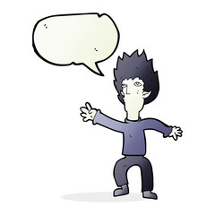 cartoon vampire with speech bubble