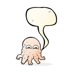 cartoon alien squid face with speech bubble