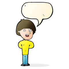 cartoon happy man with speech bubble