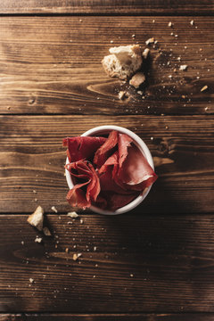 Delicious serrano ham with bread