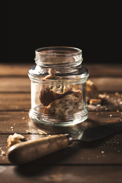 Glass jar with cupcakes