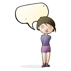 cartoon surprised girl with speech bubble
