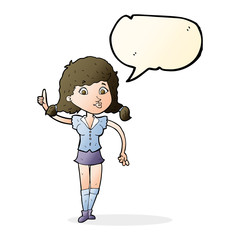 cartoon pretty woman with idea with speech bubble