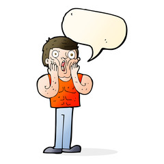 cartoon shocked gym man with speech bubble