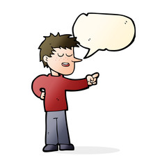 cartoon man pointing with speech bubble
