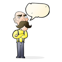 cartoon angry old man with speech bubble