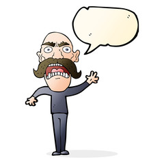 cartoon angry old man with speech bubble