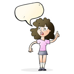 cartoon woman making point with speech bubble
