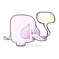 cartoon pink elephant with speech bubble