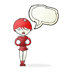 cartoon pretty vampire girl with speech bubble